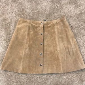 TOPSHOP REAL LEATHER TAN MINI SKIRT